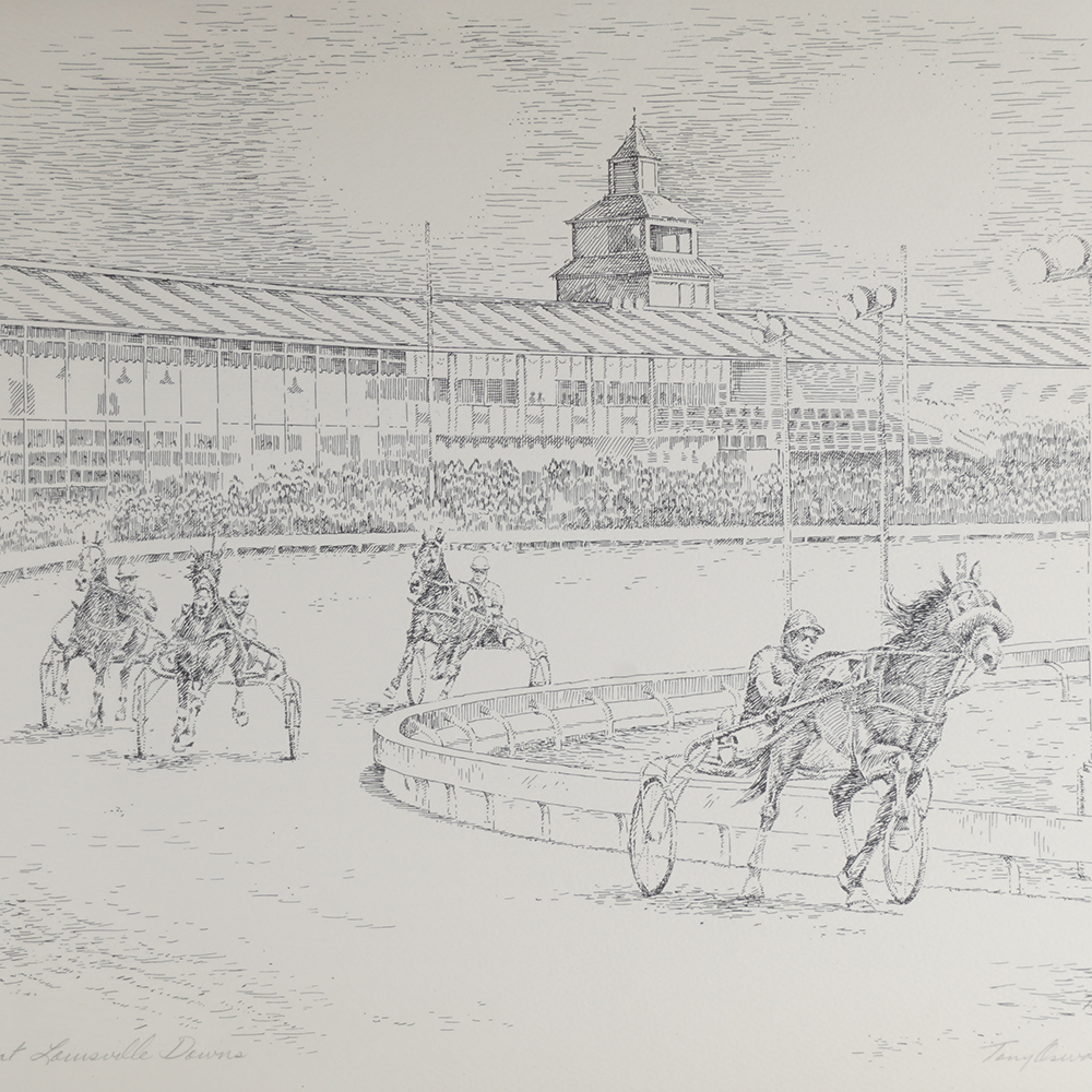 Four Framed Signed Equestrian Etchings by Tony Oswald