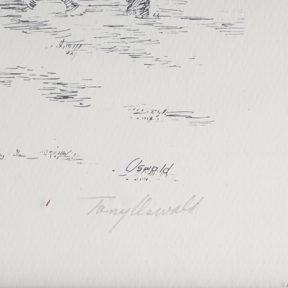 Four Framed Signed Equestrian Etchings by Tony Oswald