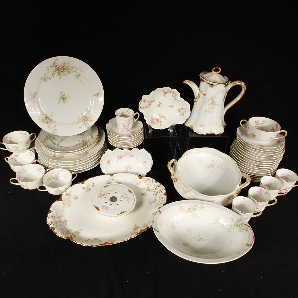 Assortment of Haviland Pink Rose Pattern China