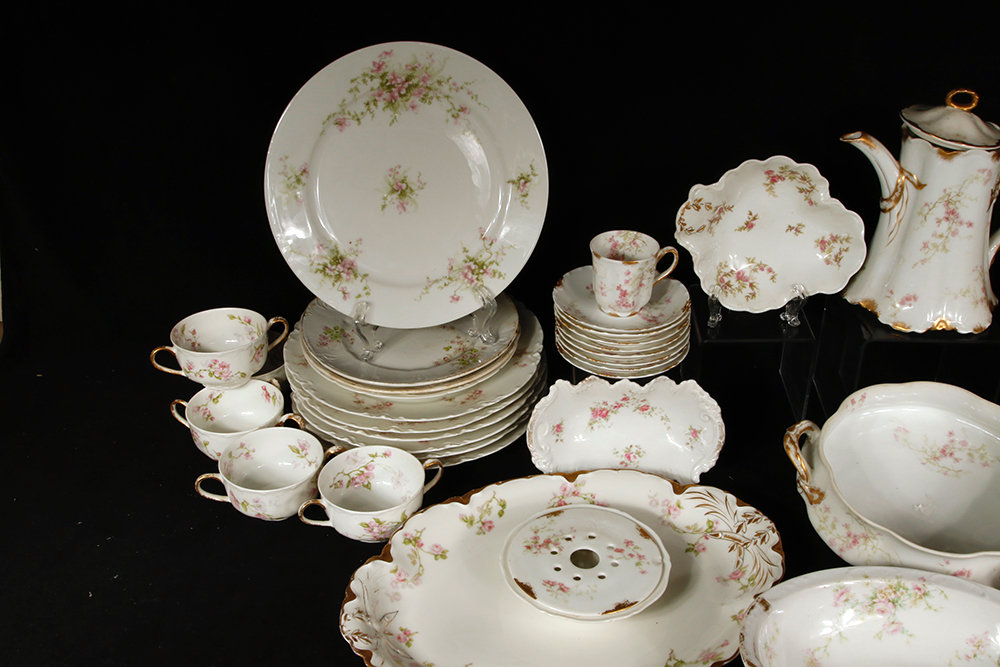 Assortment of Haviland Pink Rose Pattern China