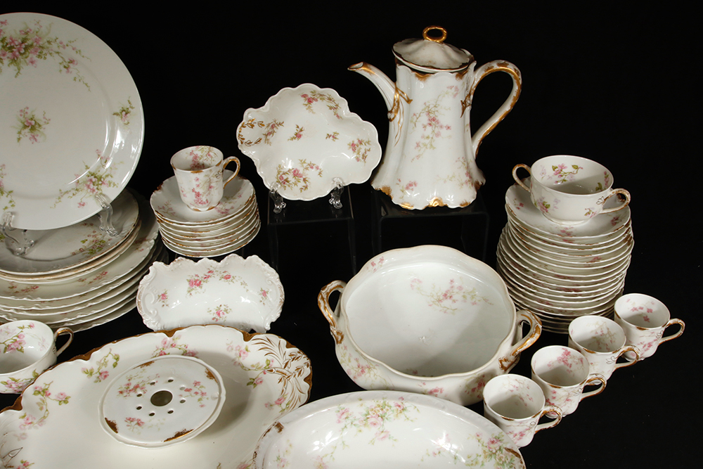 Assortment of Haviland Pink Rose Pattern China