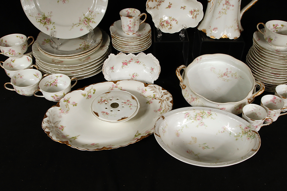 Assortment of Haviland Pink Rose Pattern China