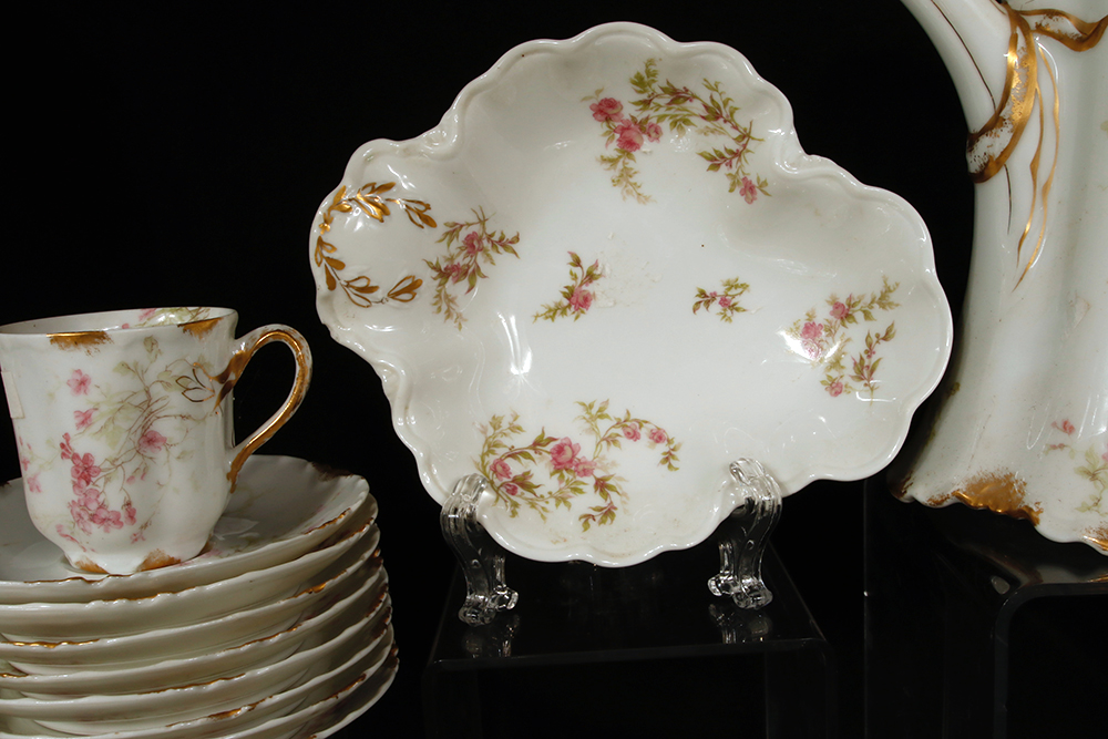 Assortment of Haviland Pink Rose Pattern China