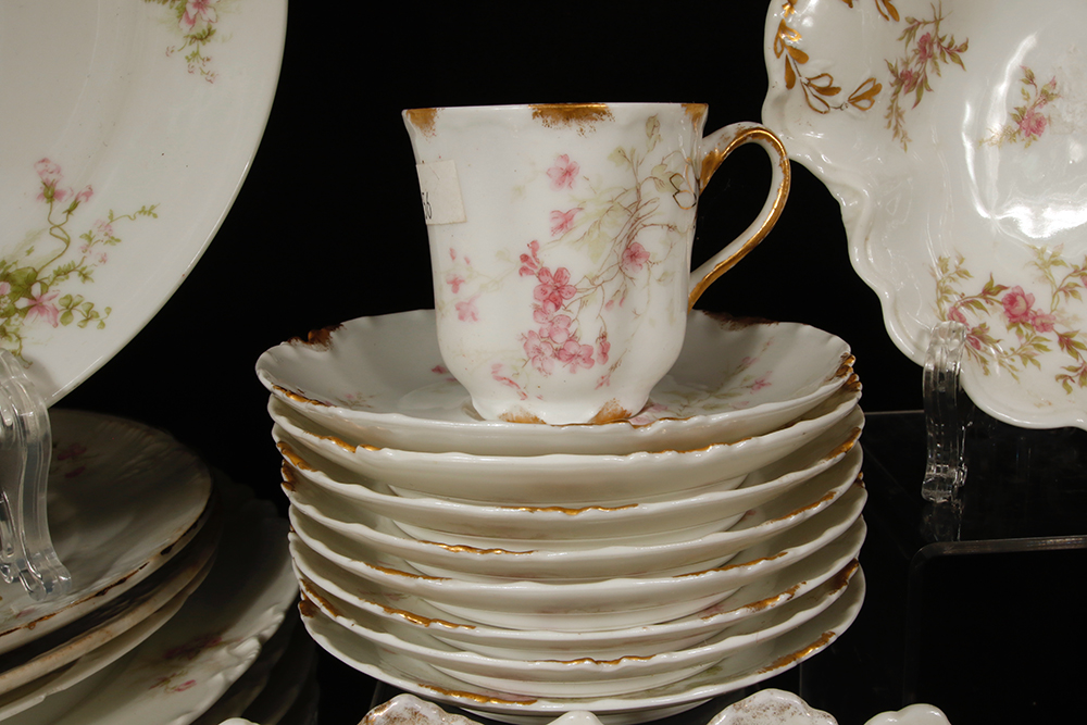 Assortment of Haviland Pink Rose Pattern China