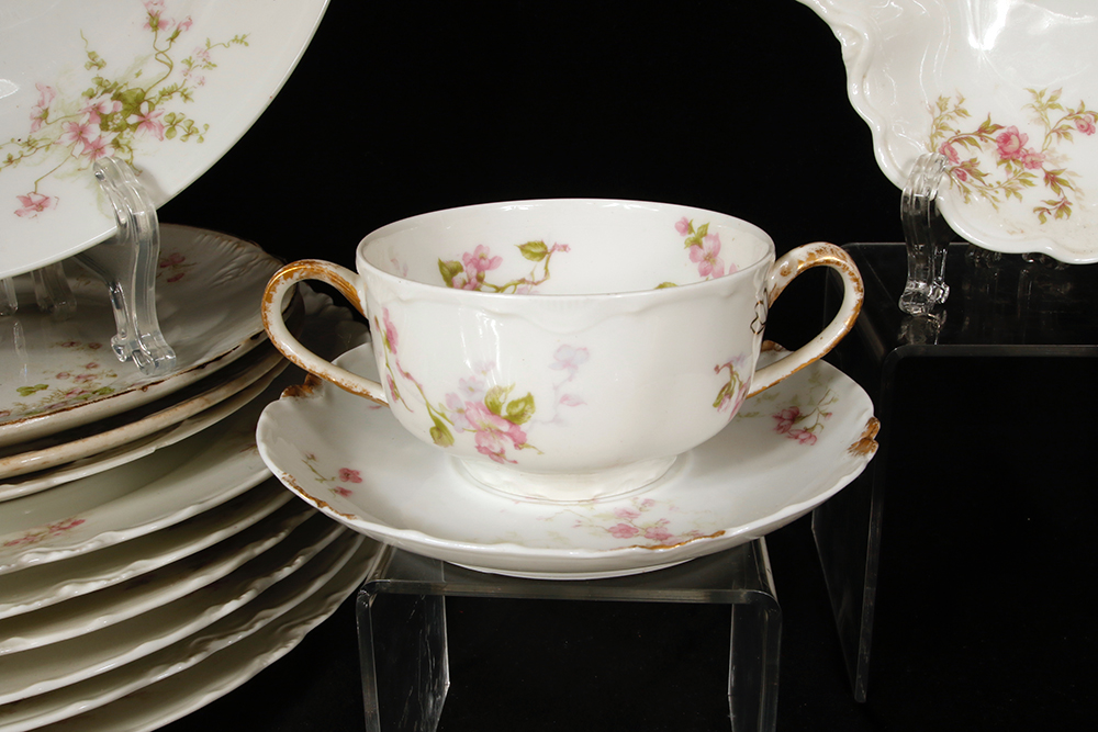 Assortment of Haviland Pink Rose Pattern China
