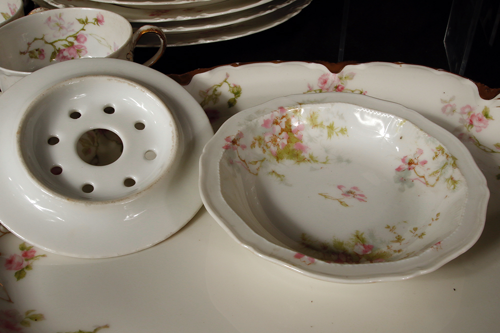 Assortment of Haviland Pink Rose Pattern China