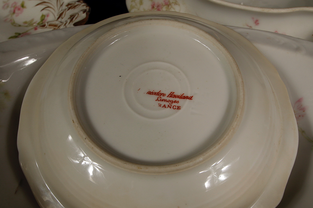 Assortment of Haviland Pink Rose Pattern China