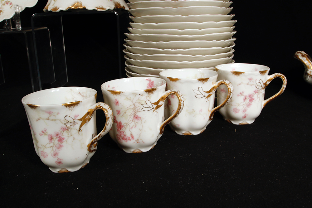 Assortment of Haviland Pink Rose Pattern China