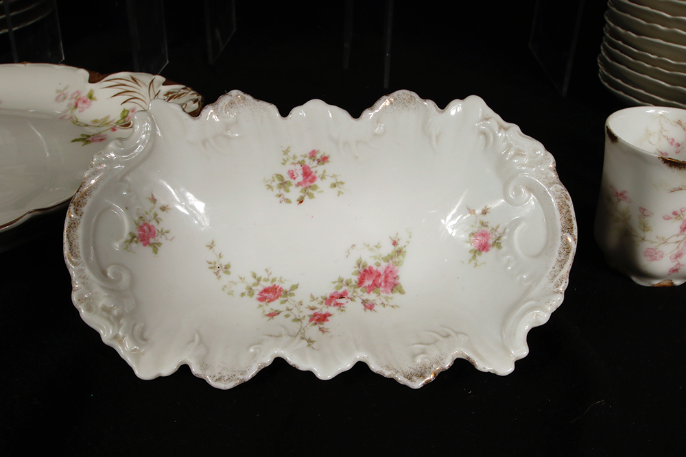 Assortment of Haviland Pink Rose Pattern China