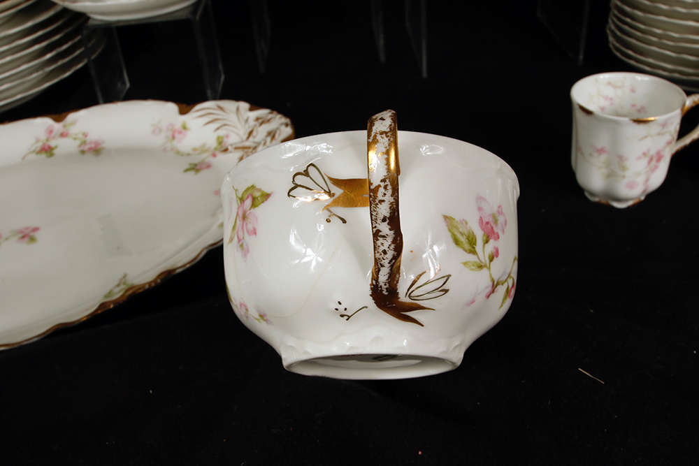 Assortment of Haviland Pink Rose Pattern China