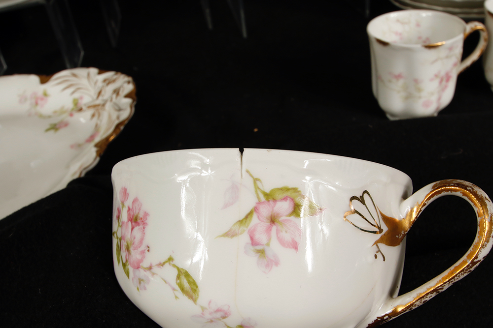 Assortment of Haviland Pink Rose Pattern China