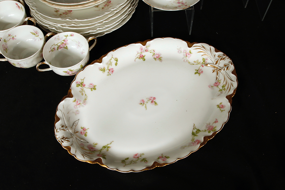 Assortment of Haviland Pink Rose Pattern China