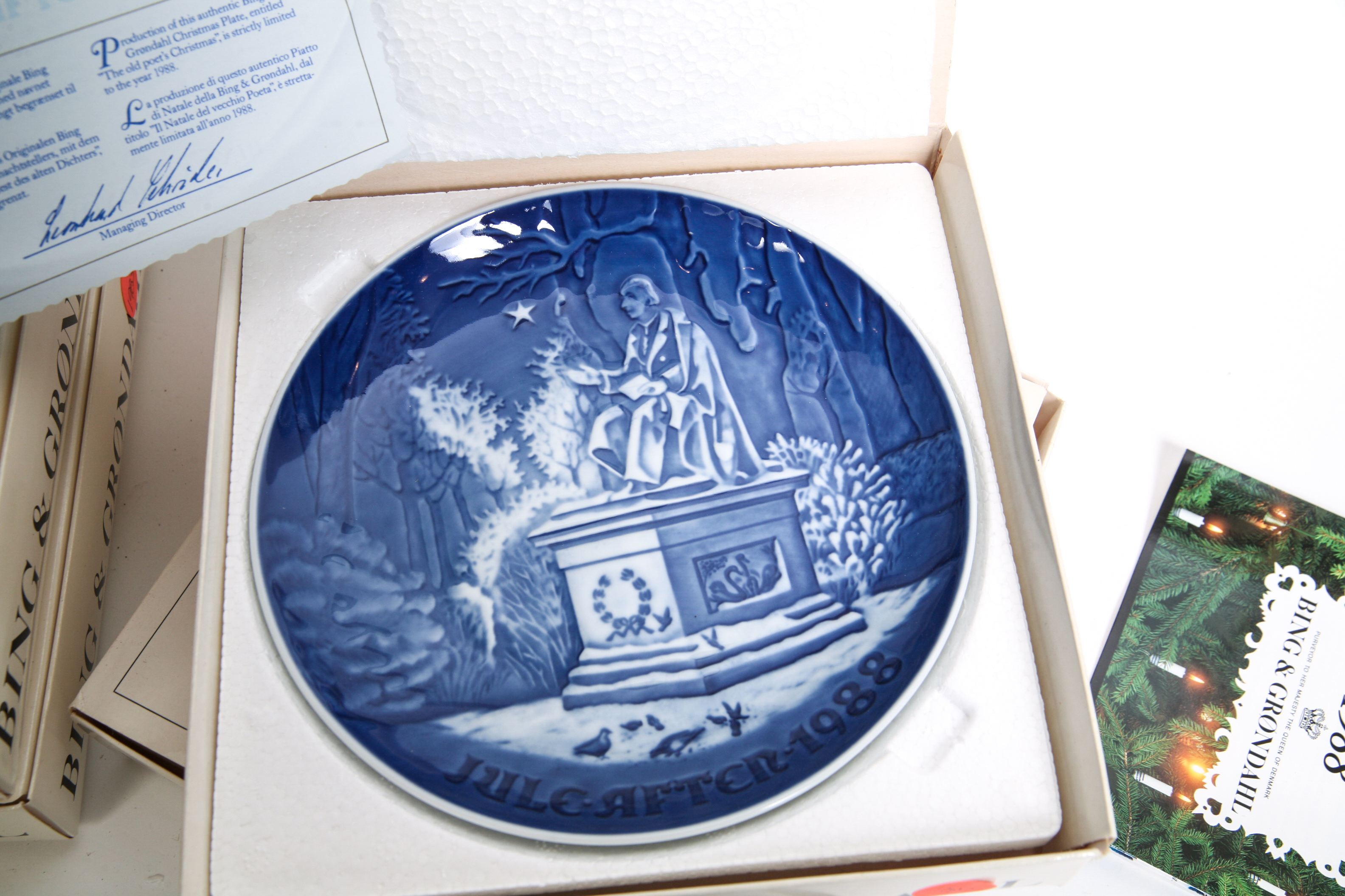 Nine 1980-1988 Bing & Grondahl Porcelain Christmas Plates