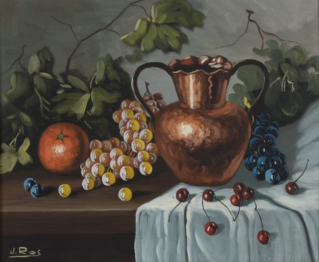 J. Ros Signed Original Oil Painting On Canvas