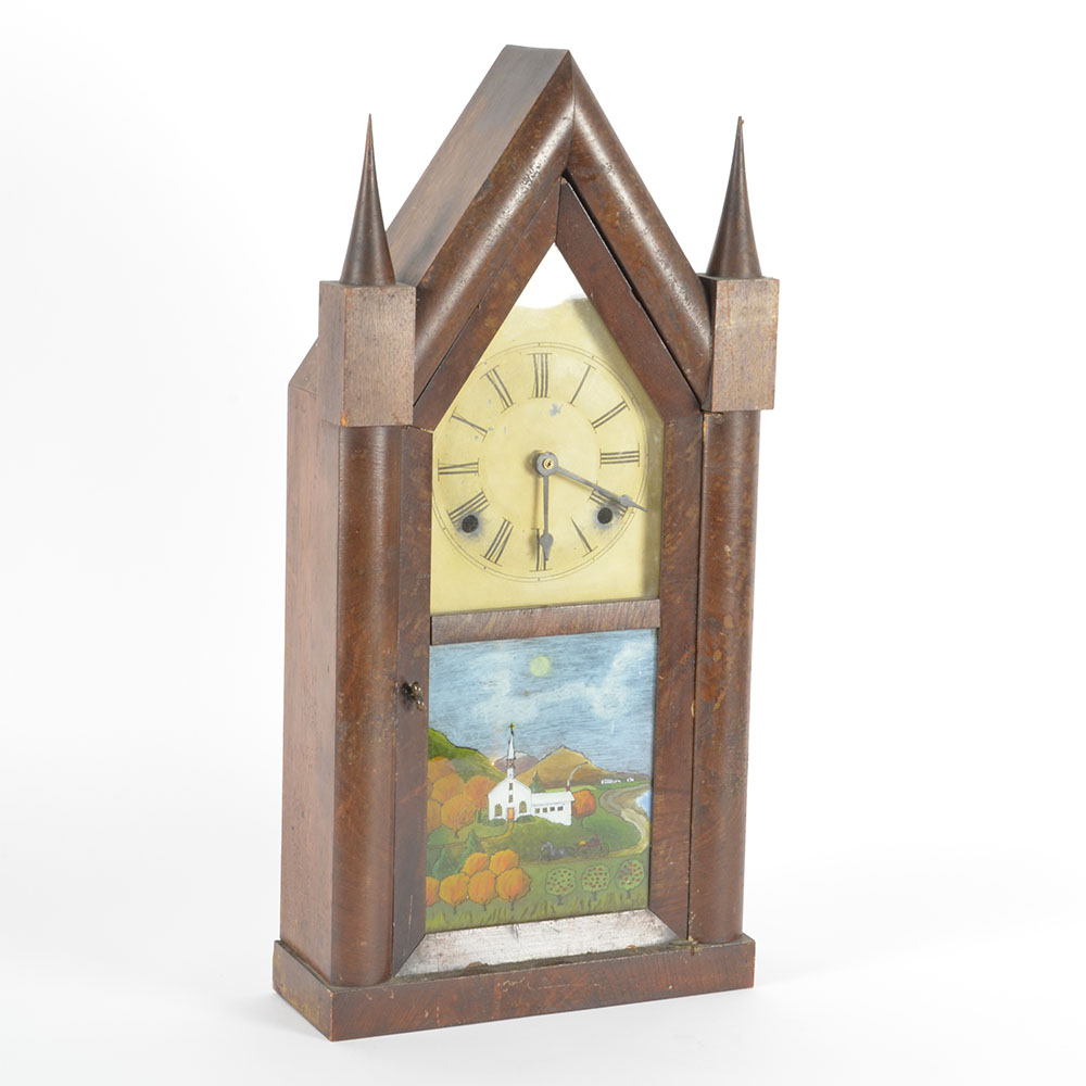 Vintage Reverse Painted Glass Clock