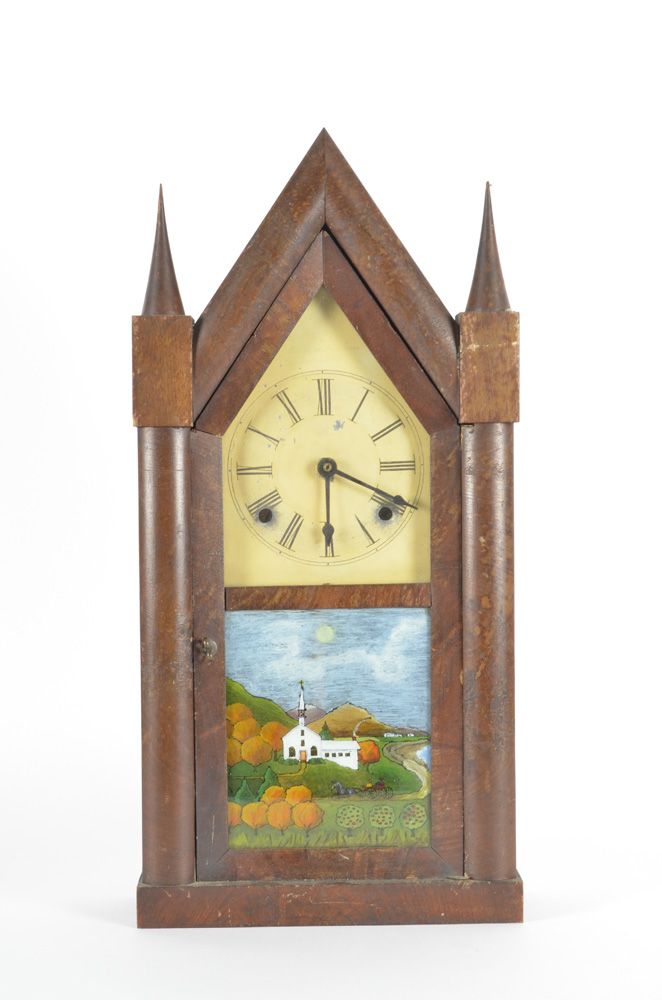 Vintage Reverse Painted Glass Clock