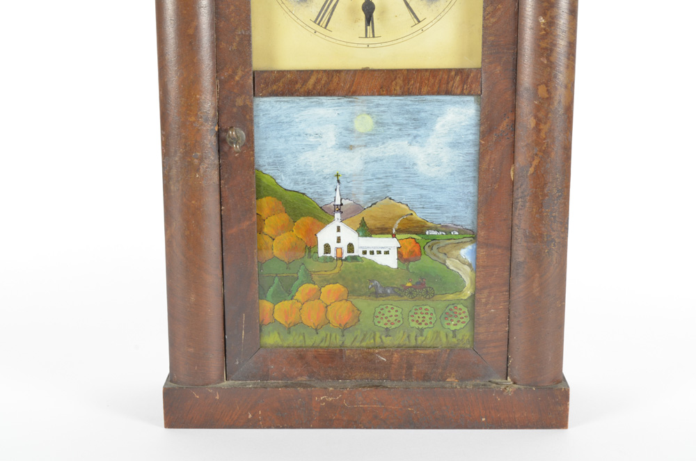 Vintage Reverse Painted Glass Clock