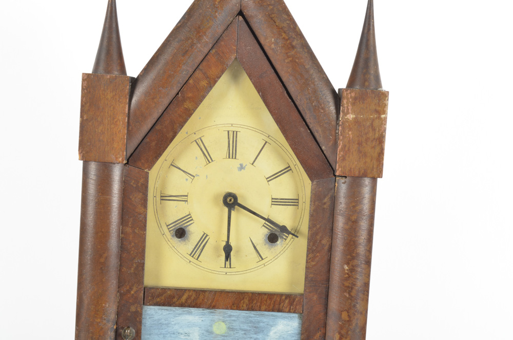 Vintage Reverse Painted Glass Clock