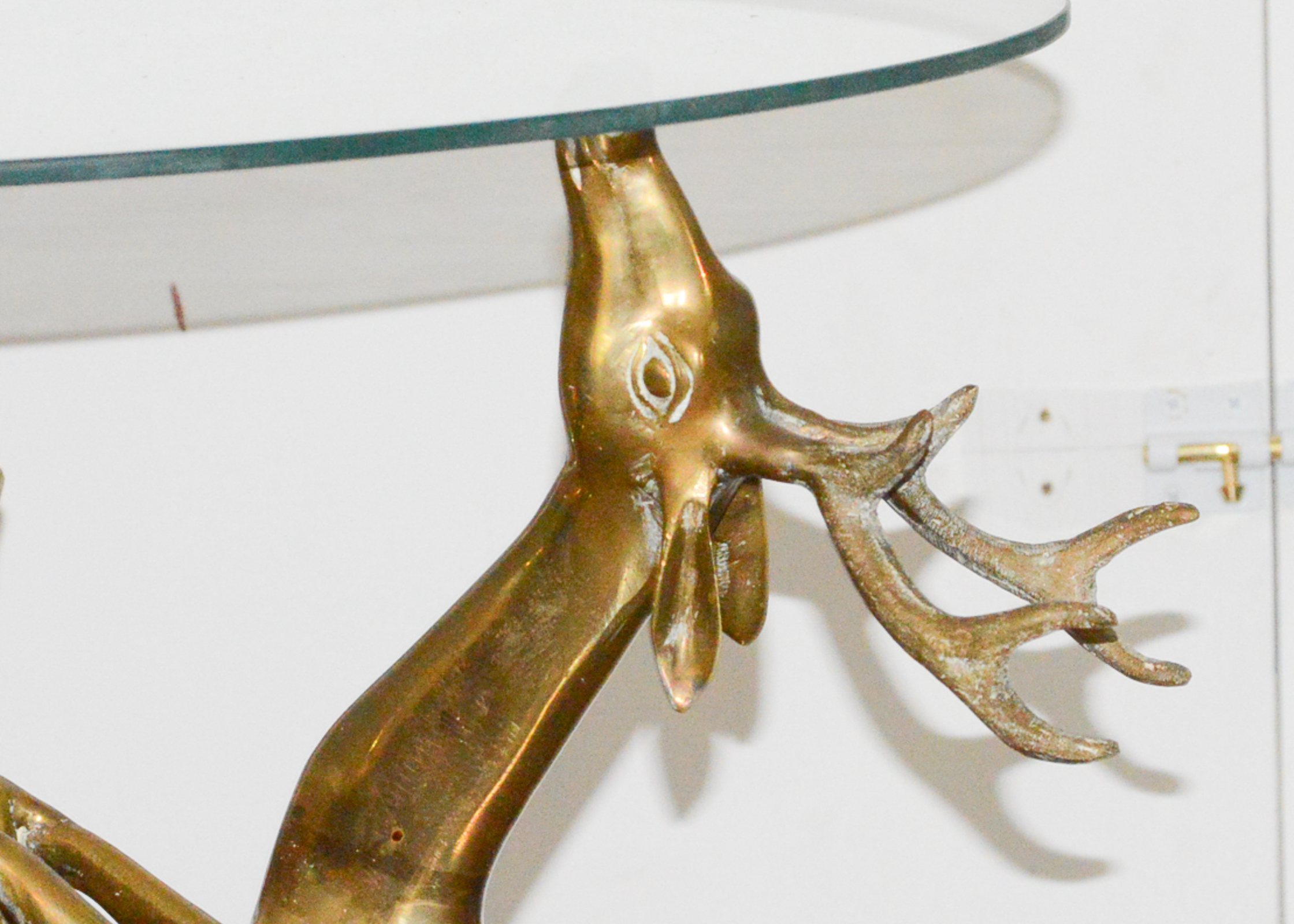 Vintage Brass Deer Accent Table