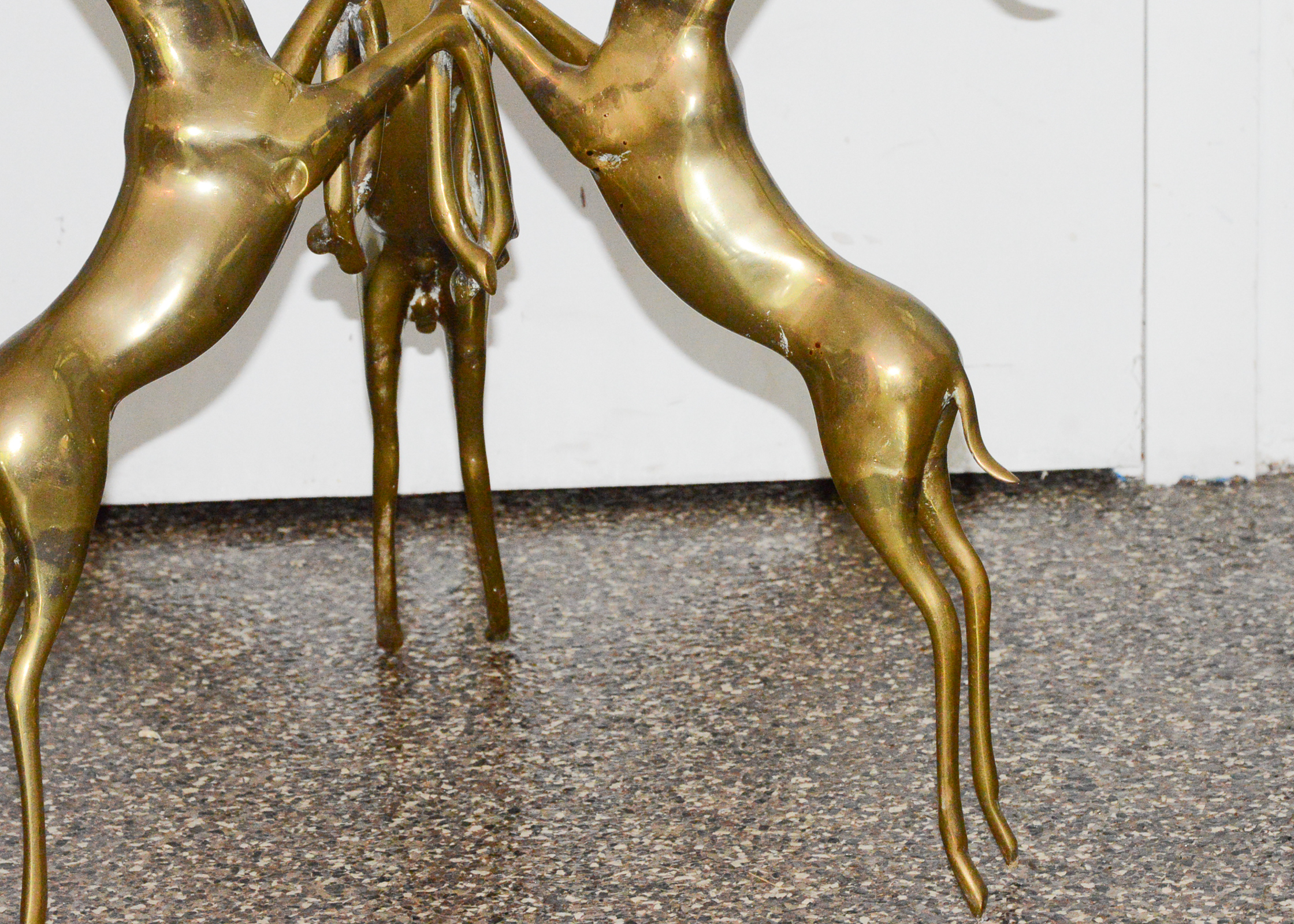 Vintage Brass Deer Accent Table