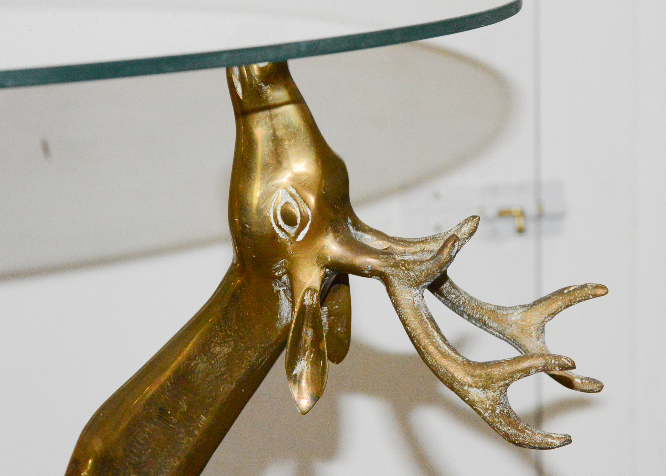 Vintage Brass Deer Accent Table