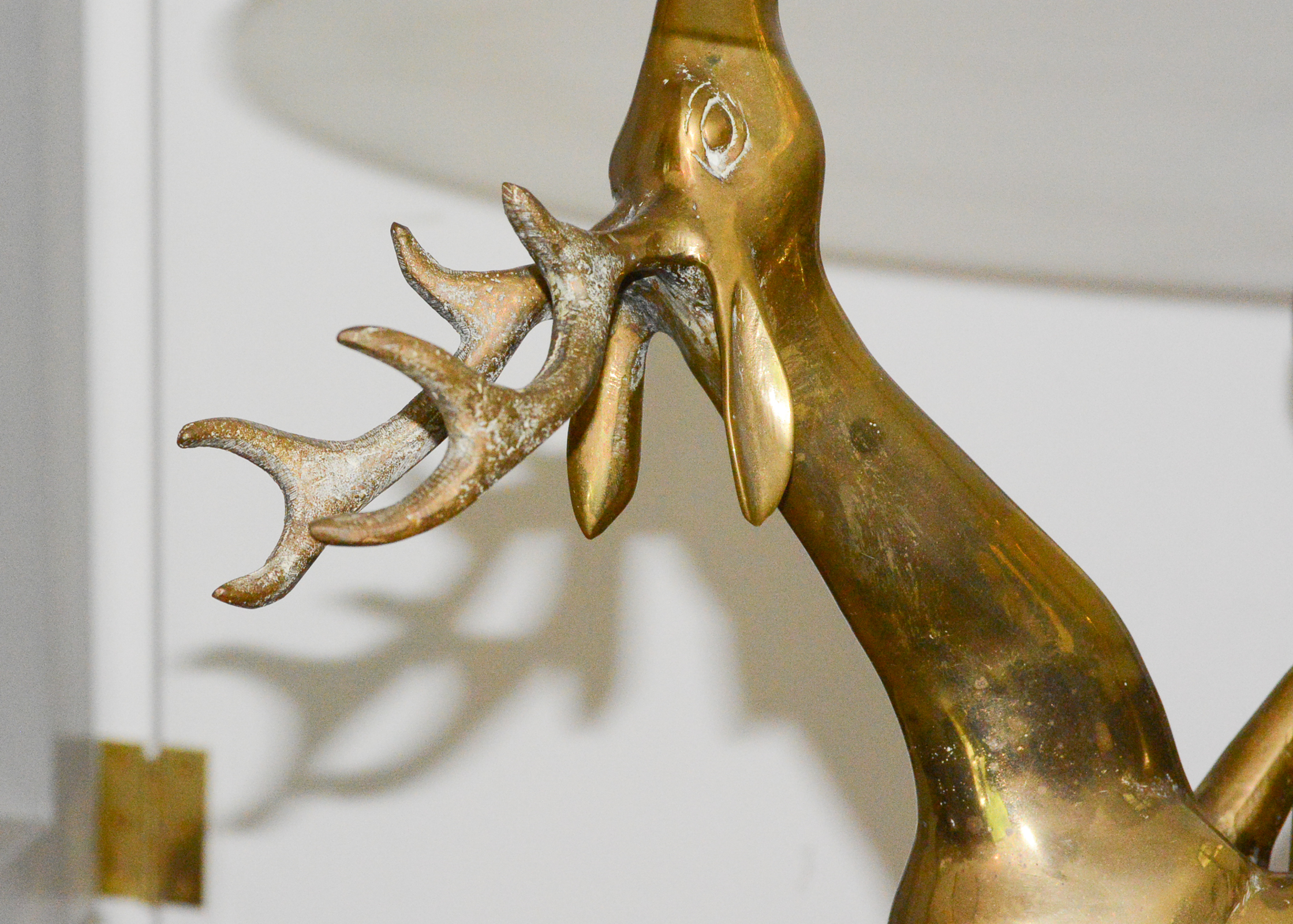 Vintage Brass Deer Accent Table