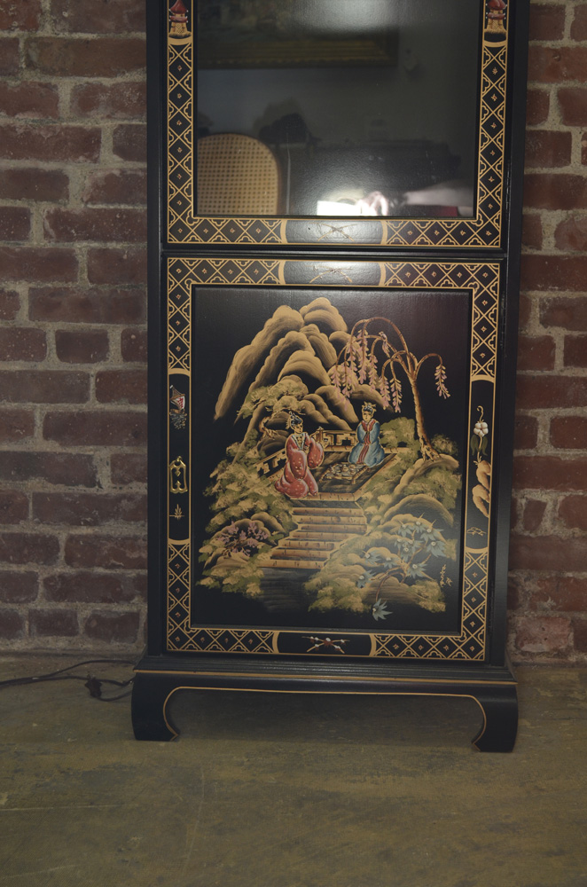Chinoiserie Black and Gold Curio Cabinet