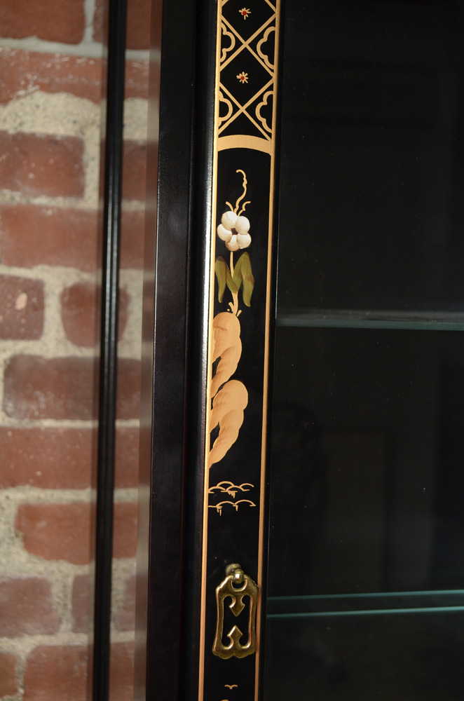 Chinoiserie Black and Gold Curio Cabinet