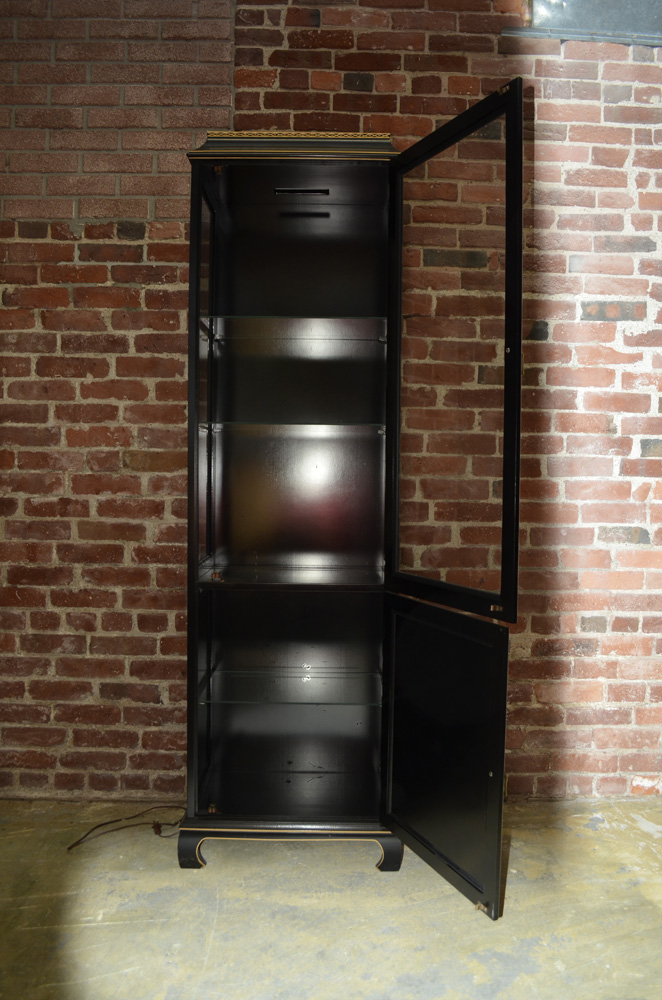 Chinoiserie Black and Gold Curio Cabinet