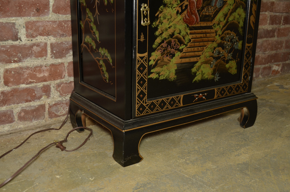 Chinoiserie Black and Gold Curio Cabinet