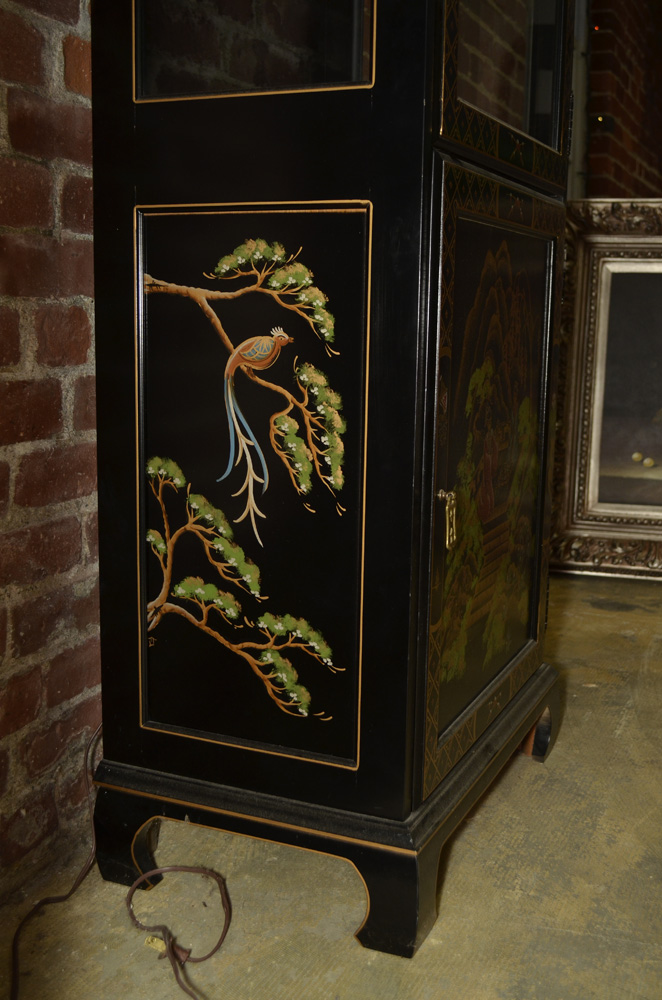 Chinoiserie Black and Gold Curio Cabinet