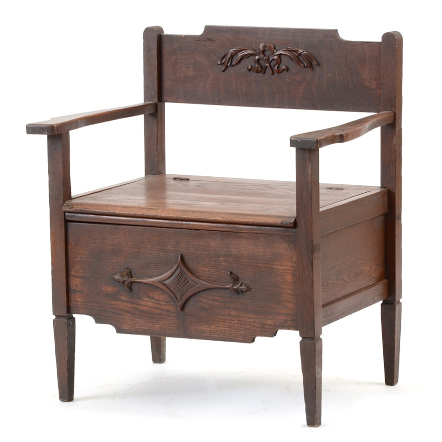 Antique Oak Commode Chair
