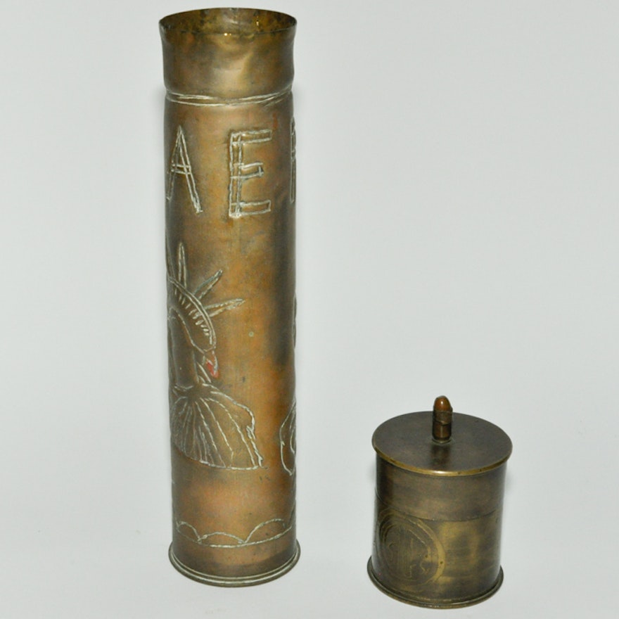 Inscribed WWI Shell Casings