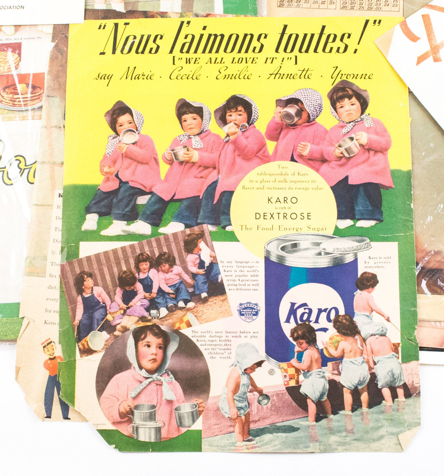 Assortment of Vintage Dionne Quintuplet Ads, Newspaper Pages and Clippings
