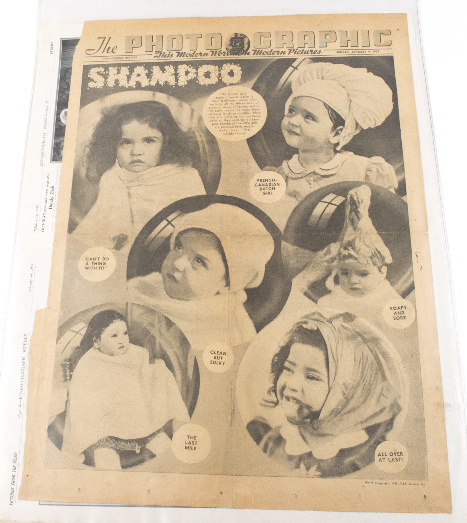 Assortment of Vintage Dionne Quintuplet Ads, Newspaper Pages and Clippings