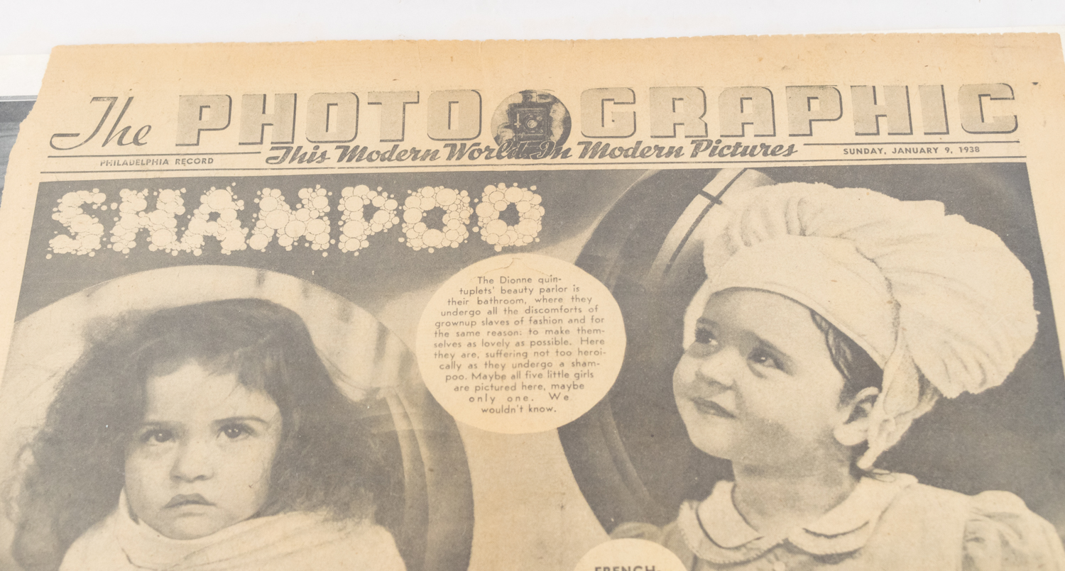 Assortment of Vintage Dionne Quintuplet Ads, Newspaper Pages and Clippings