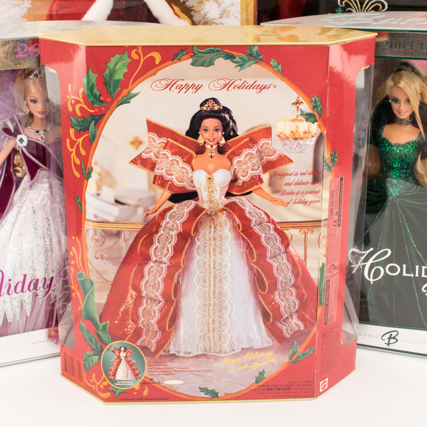 Five Collectible Holiday Barbies in Boxes