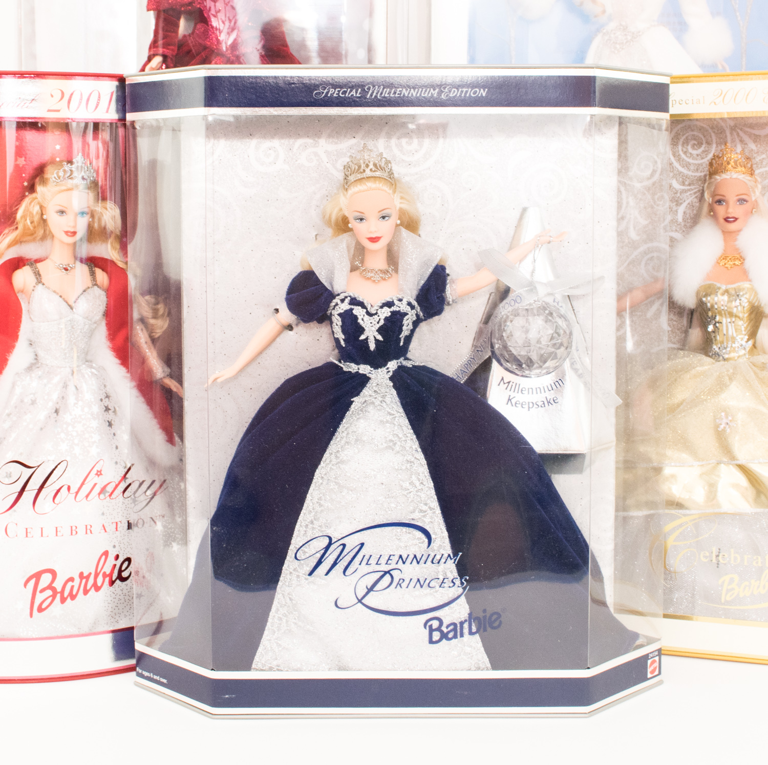 Five Collectible Special Edition Barbies in Boxes