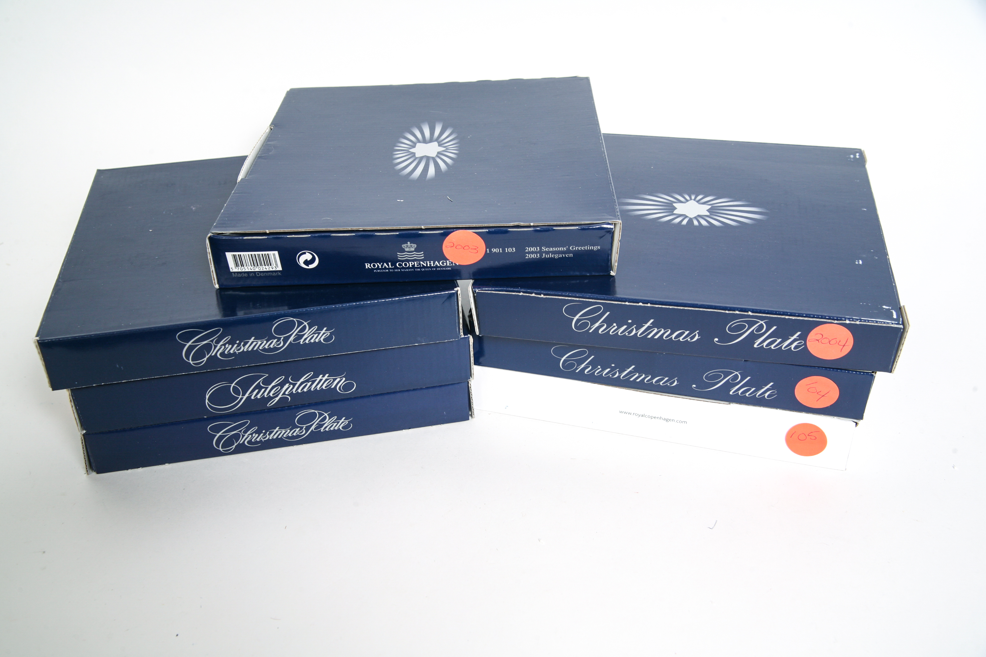 Seven 2000-2005 Royal Copenhagen Collector's Christmas Plates