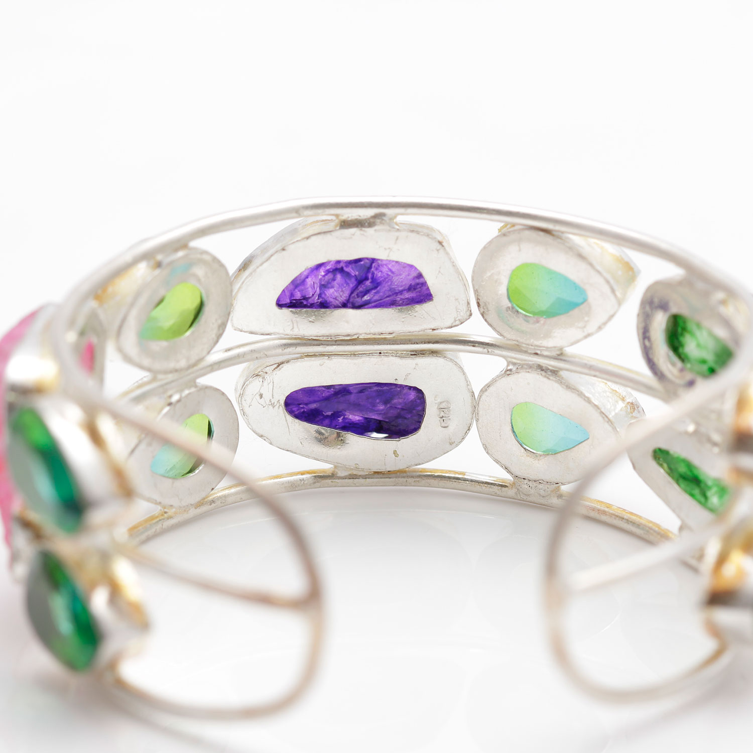 Silver Bracelet with Colorful Stones