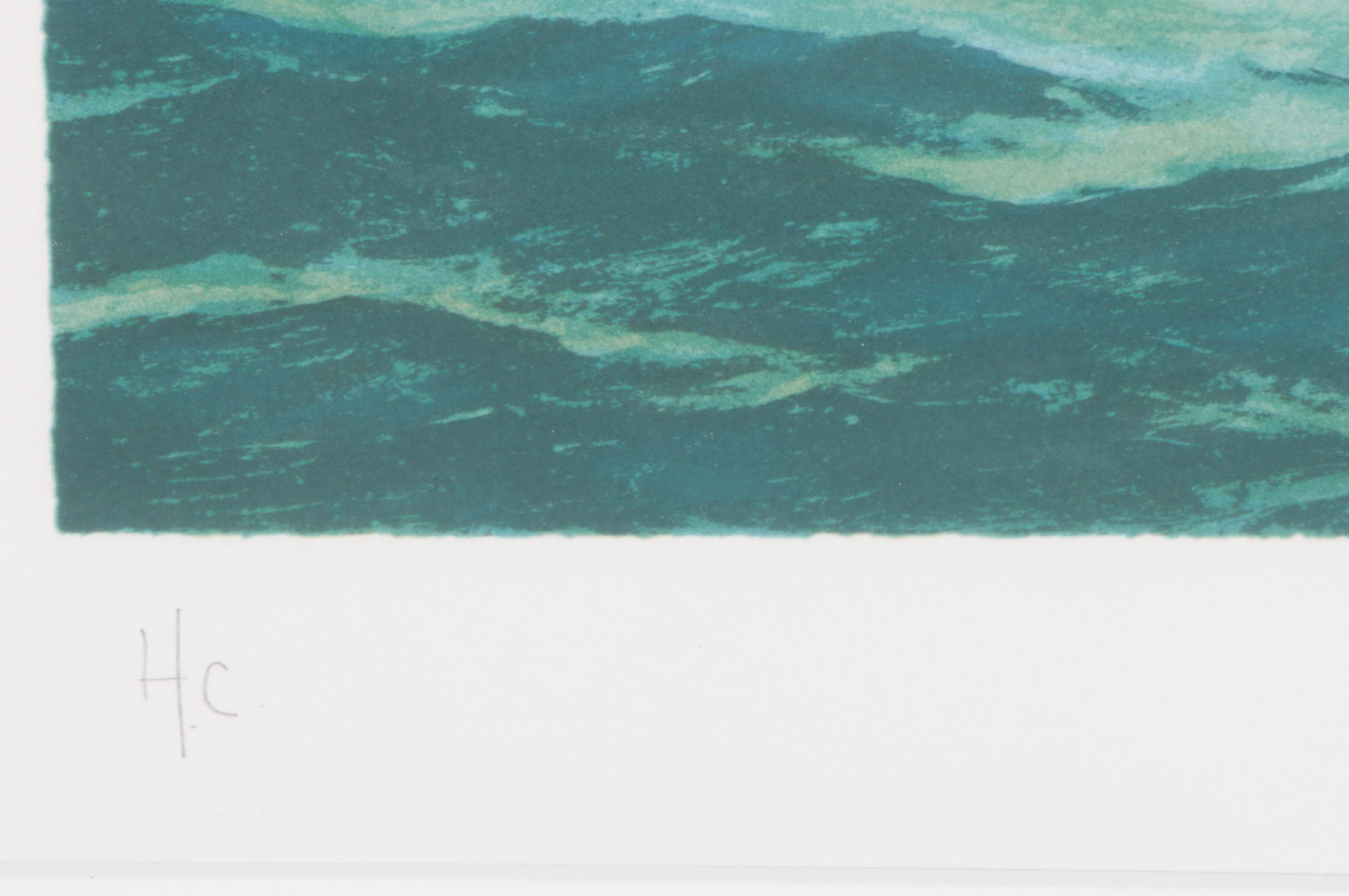 Eldred Clark Johnson Signed Lithograph "Dorrymen & Wind Jammer"