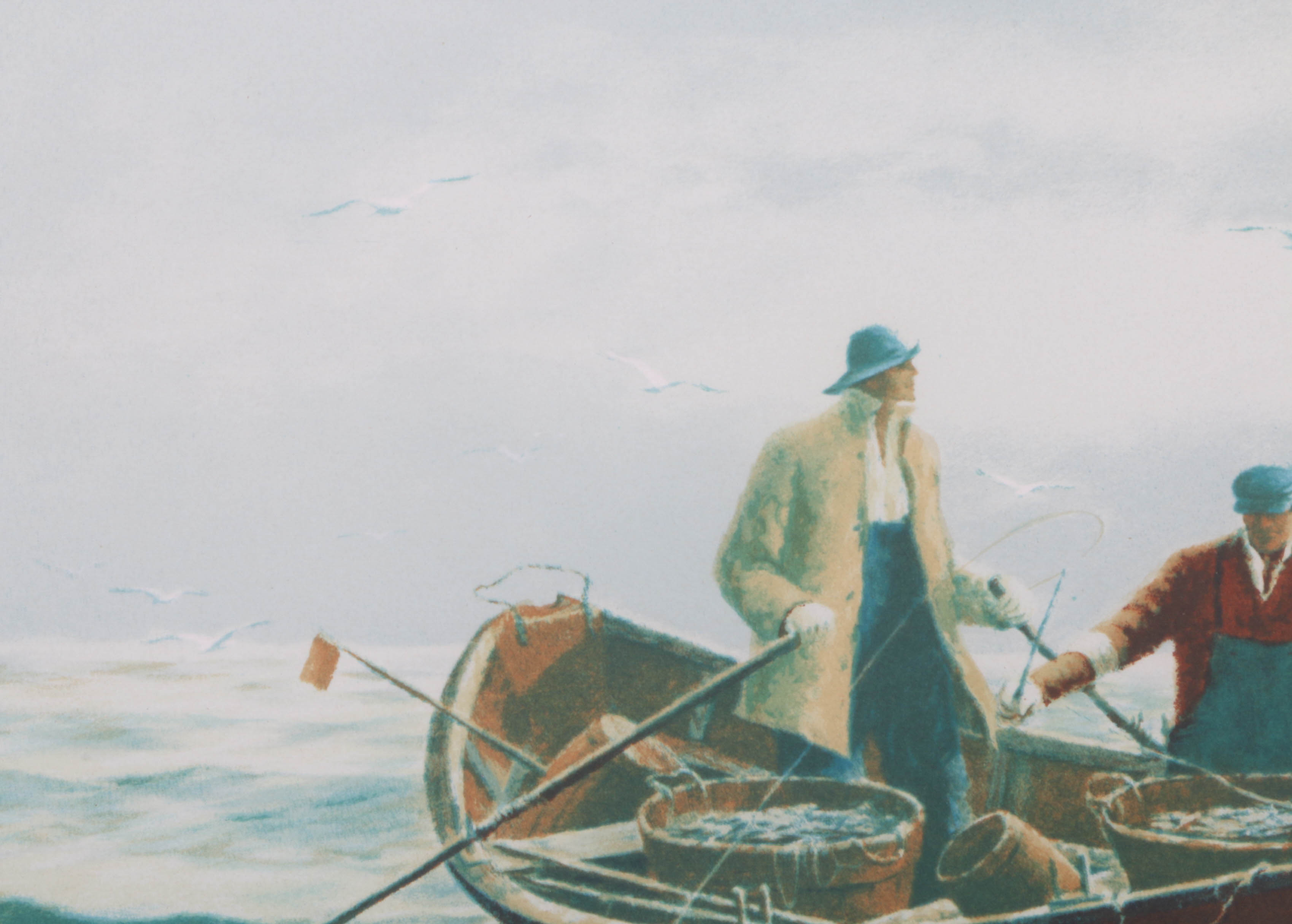 Eldred Clark Johnson Signed Lithograph "Dorrymen & Wind Jammer"