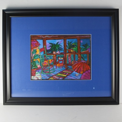 Judith Vierow "Walk On The Beach" Offset Lithograph