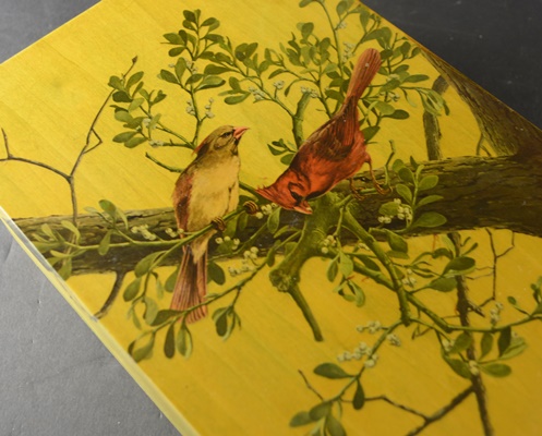 Two Wood Boxes With Applied Bird Art