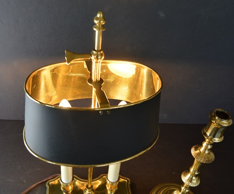 Brass Table Lamp and Candlesticks