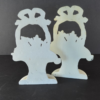 Pair of Flower Basket Cast Iron Door Stoppers