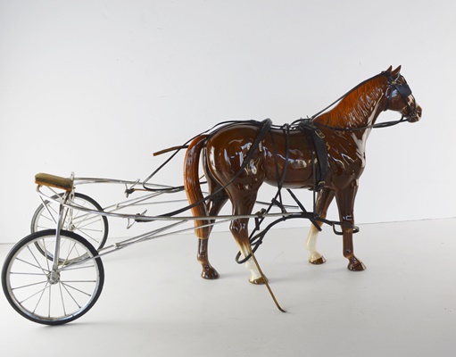 Harness Racing Horse or Trotter Racing Horse Ceramic Figurine