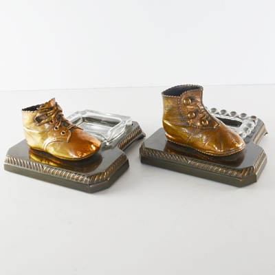Pair of Copper Baby Shoe Ash Receivers