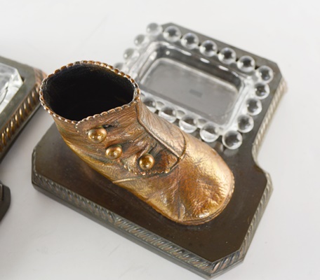 Pair of Copper Baby Shoe Ash Receivers