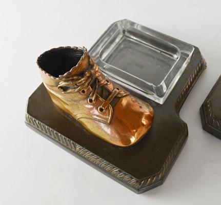 Pair of Copper Baby Shoe Ash Receivers